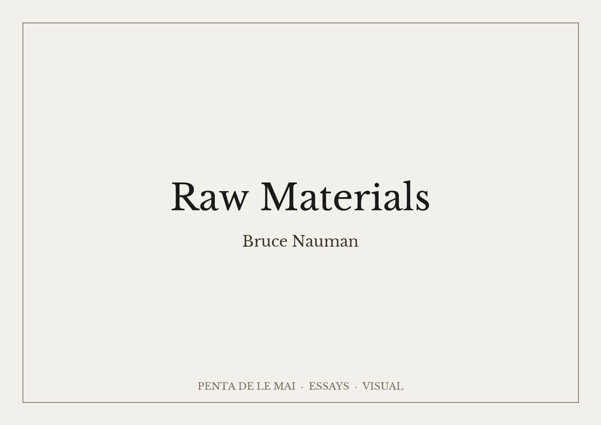 Bruce Nauman. Raw Materials.