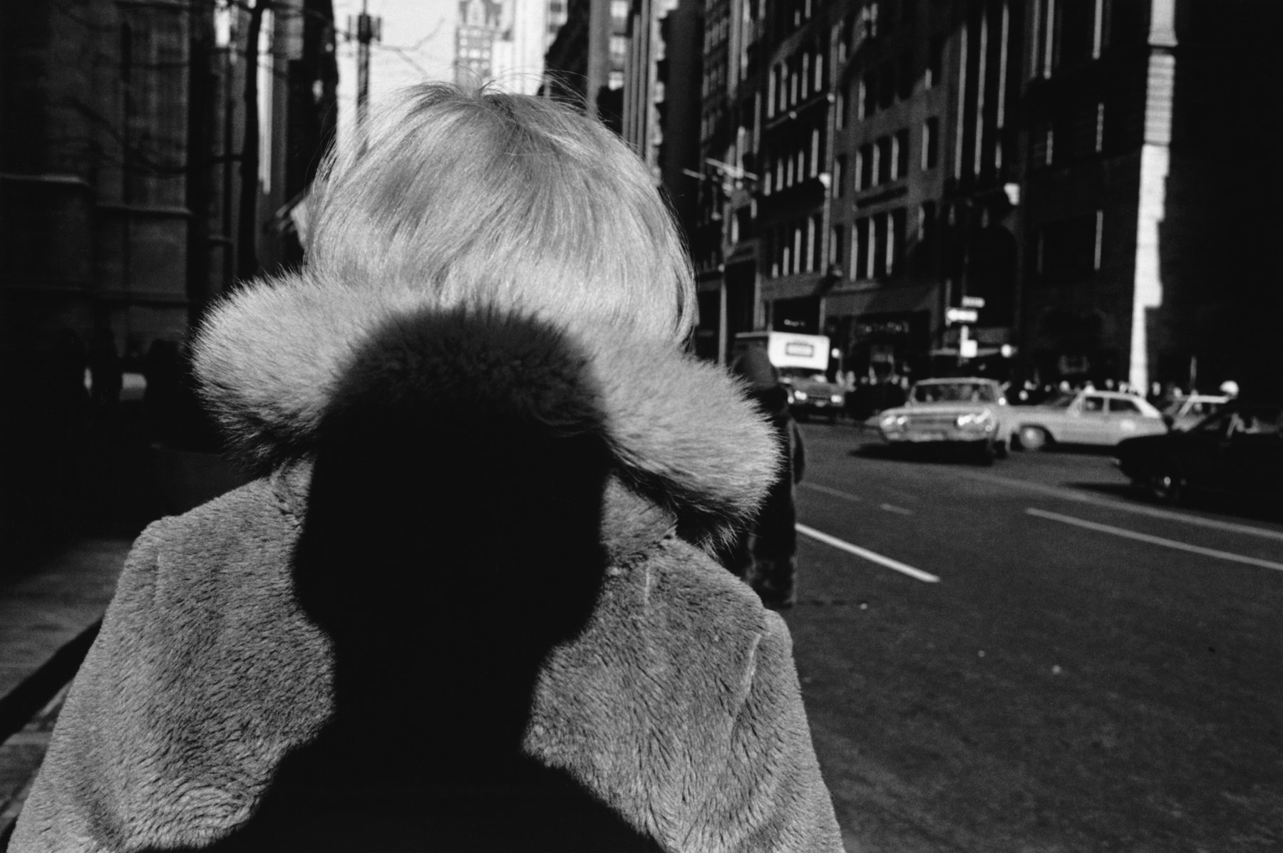 Lee Friedlander, Self-Portraits: ảnh đen trắng bóng của người chụp đổ lên một cảnh đường phố