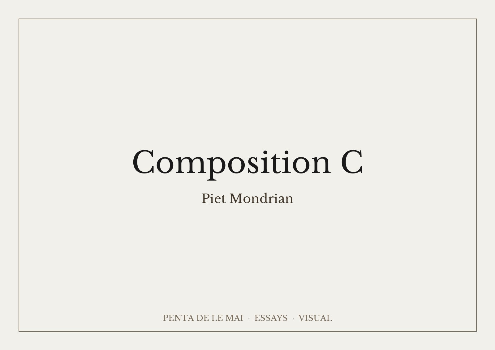 ピエト・モンドリアン「Composition C (No.III) with Red, Yellow and Blue」：白地に縦横の黒い線のグリッドと、赤、黄、青の色面