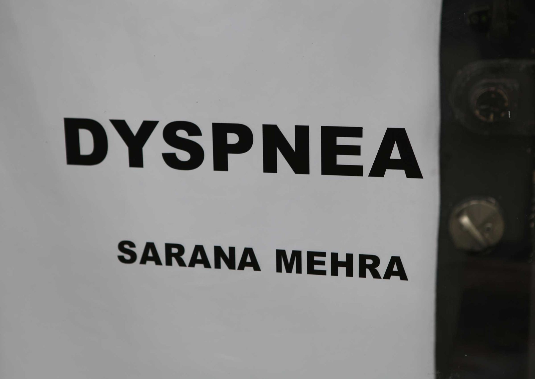 Sarana Mehra, Dyspnea: tranh vẽ, vật cúng và di vật trưng bày tại IAO Gallery, Los Angeles